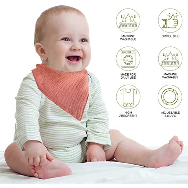 Babyhaklappar, Triangel Babyhaklapp, med 2 Justerbara Knappar, Mjuk Absorberande Andningsbar, för Nyfödda, Spädbarn och Småbarn