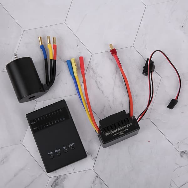 3650 3100KV børsteløs motorprogramkort 60A ESC med vanntett BEC for 1/10 RC-bil