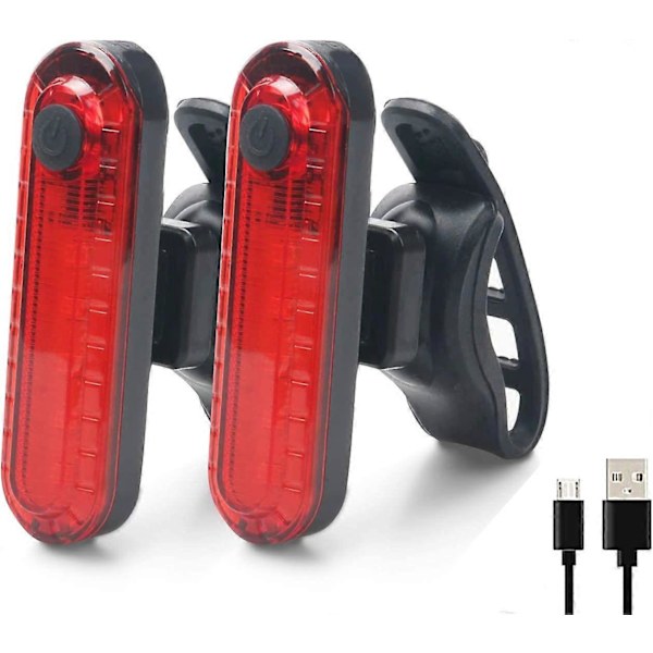Sykkelbaklykter - 2 stk. Sykkelbaklykter, USB-oppladbar COB LED Vanntett Sykkelbaklampe, 4 Lysmoduser for å Sikre Sikkerhet og Synlighet