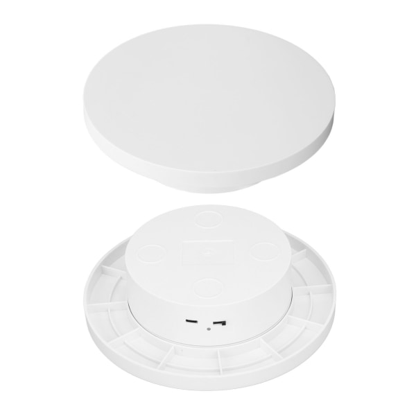 Vit automatisk 360° roterande displayplatta 3KG lastbärande elektrisk displayplatta stativ för butik diameter 20cm/8in