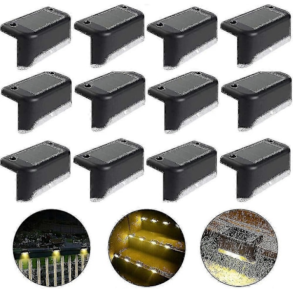 Vedenpitävät aurinkokennovalot aitaan - 12 kpl, Porrasvalot, IP65 LED aurinkopuutarhavalot