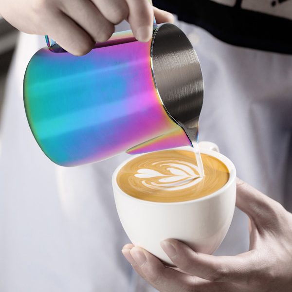 350 ml rustfritt stål Titanize melkeskummende kopp kanne kaffekanne for Latte ArtColorful