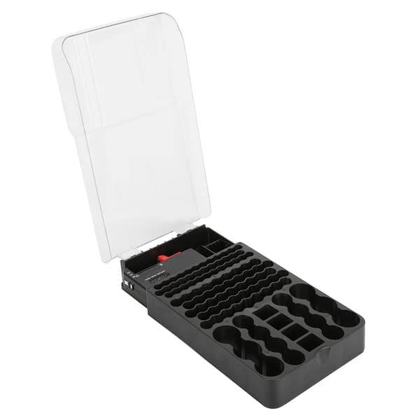 Multifunksjonell 104 rutenett 3 lys batterioppbevaringskasse Organizer Container Box med batteritester