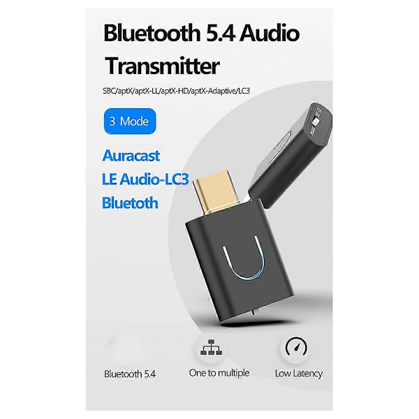 Tebe LE Audio LC3 BT 5.4 Äänen Lähetin PC TV PS4/5:lle Musta36