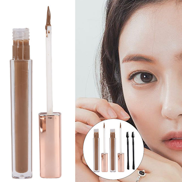 VIBELY 2stk Eyebrow Tint Gel Dye Kit Langtidsholdbar flydende bryn tatoveringsblæk med børste4#Kaffe
