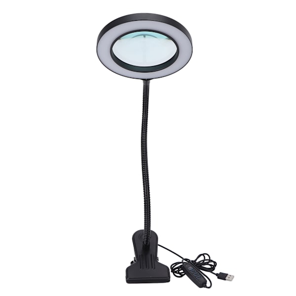 Lampa för förstoringsglas 360° rotation flexibel 3-färgs ljusförstoringsglas med metallklämma för läsreparation