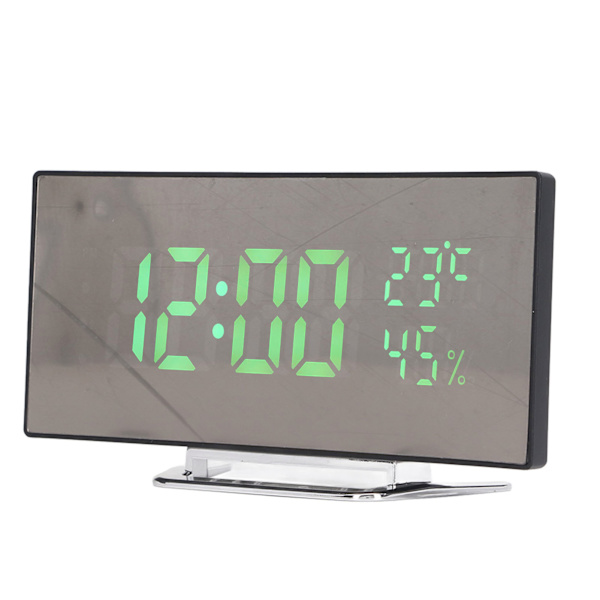 LED digital klocka 3 nivåer Ljusstyrka Snooze USB Batteridriven Elektronisk spegelväckarklocka med Temp Fuktighet Display Grönt ljus