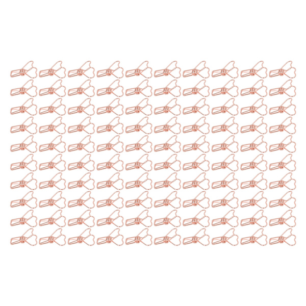 100 st Binder Clips ihålig hjärtform stark klämkraft metall små binder clips för kontorsdokument roséguld