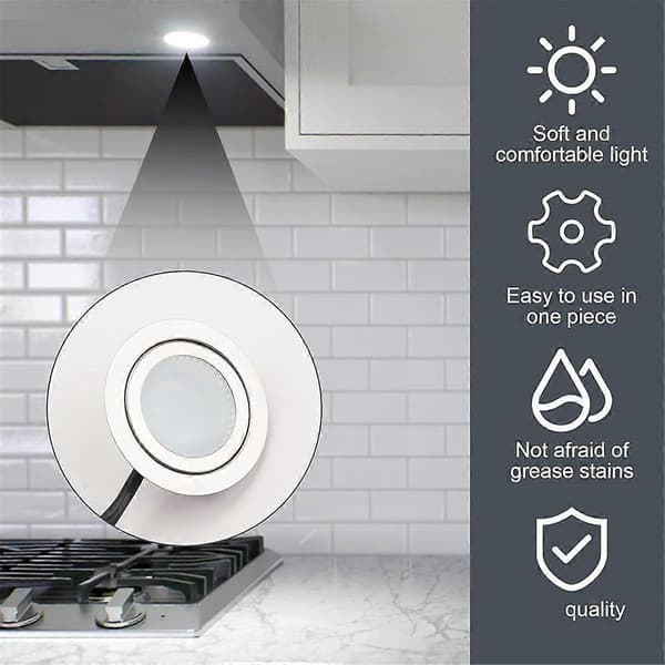 12V DC 2W Range Hood Lights with EL Male Plug, 2-Pack Hole Cabinet Stove LED Lamp Recessed, Kitchen Silver