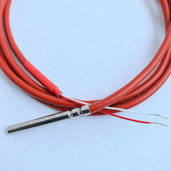 2-tråds Pt1000 Temperatursensor Termistor Silikongelbelagd 1,5 meter Sond 45mm X 5mm -50-180