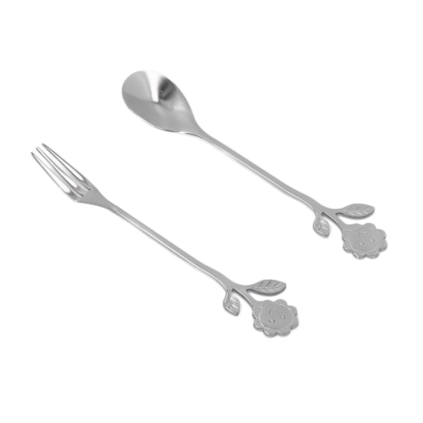 Skje Gaffel Sett Enkelt Stykke Støping Speilpolering Elegant Stil Komfortabel Bestikk for Hjem GaveSølv