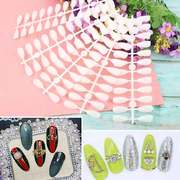 DIY Manicure Tilbehør: 120 stk. Ovale Falske Negle Tips Display Stativ