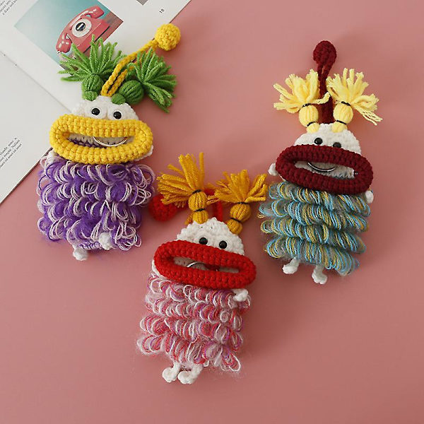 Green Jute Flower Car Key Cover - Handstickad, härlig korvmunsdesign