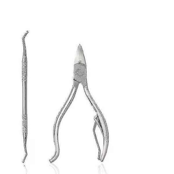 Tånagelsset, Manikyr Tillverkad av Högkvalitativt Rostfritt Stål för Nagelproblem, Tjocka Naglar och Paronyki (1 set, Silver)