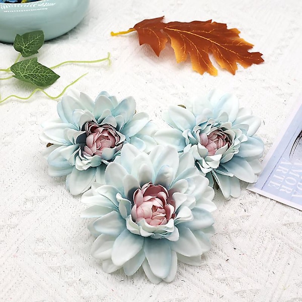 Set med 18 stycken konstgjorda blommor blomhuvud för DIY bröllopskort fest hemdekoration (18 olika färger)