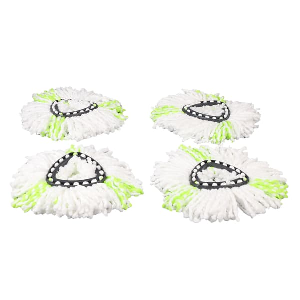 4-pakning Spin Mop Erstatningshode Trekant Gjenbrukbart Mikrofiber Roterende Mopphode for Gulvrengjøring Grønn 4 stk
