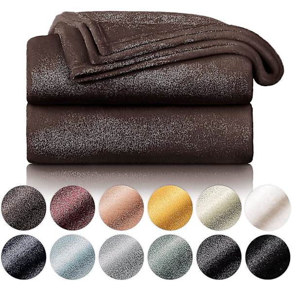 Blød og hyggelig fleeceplaid - Luksuriøs sofa- eller sengetæppe 150 x 200 cm, mørkebrun