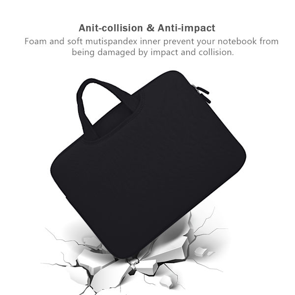 15-tommers Notebook-veske Anti-kollisjon Full beskyttelse 3 mellomlags bærbar PC Veske Sleeve Case Svart