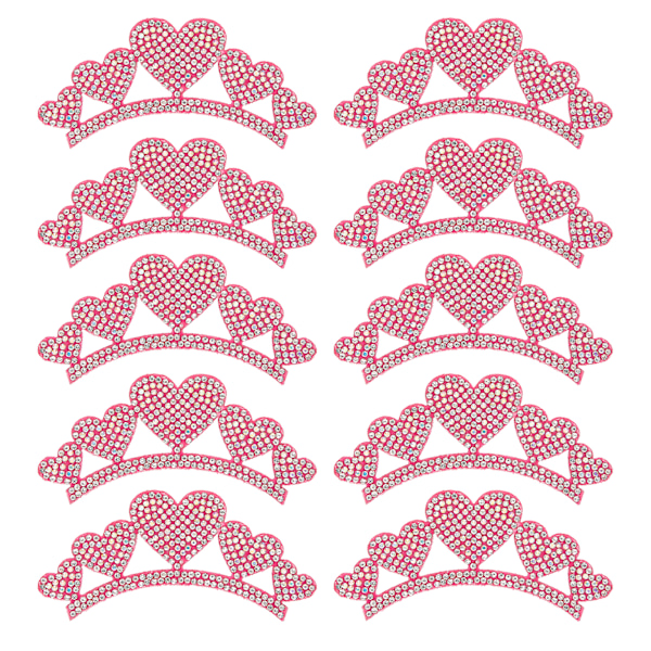 10 stk Rhinestones Stoff Applikasjon Kroneformet Patches Klær Tilbehør 10x4cm Hjertetype