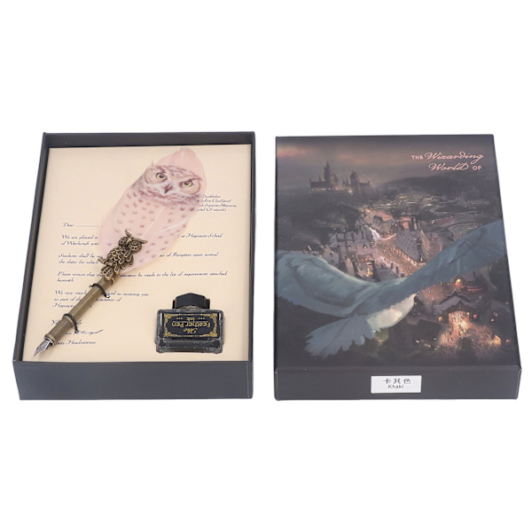Sulkakynäsarja Ruostumaton Teräs Nib Retro Relief Pöllö Metallirunko Hieno Tekstuuri Quill Pen Lahjat Kit