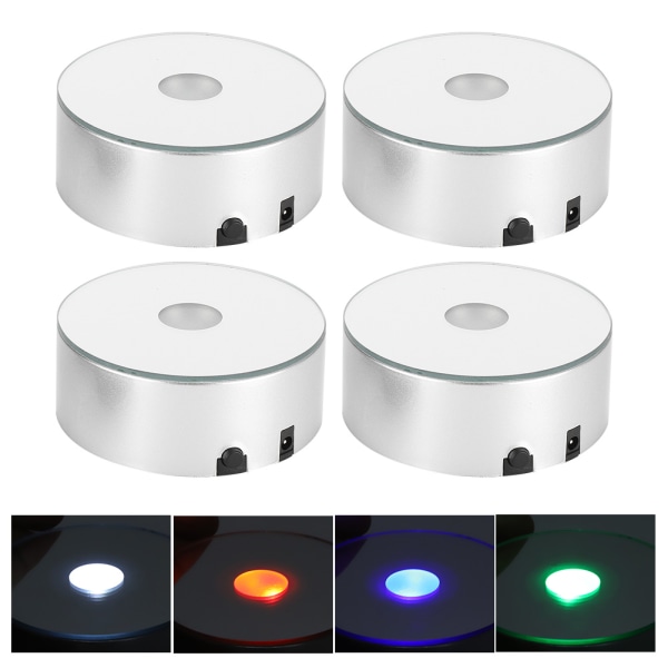 4 stk lysbase for krystallkulekunst LED-skjermstativ Hjemmedekorasjonsutstyr Fargerikt lys
