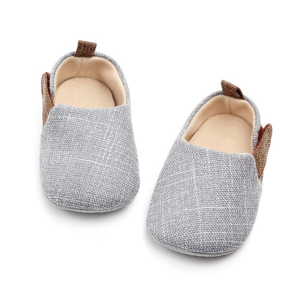 Baby Prewalker Bomull Mjuka Sulor Förhindra Halkning Andas Gå Lära Skor för Vår Sommar Grå 12cm/4.72in 29.2g/1.03oz
