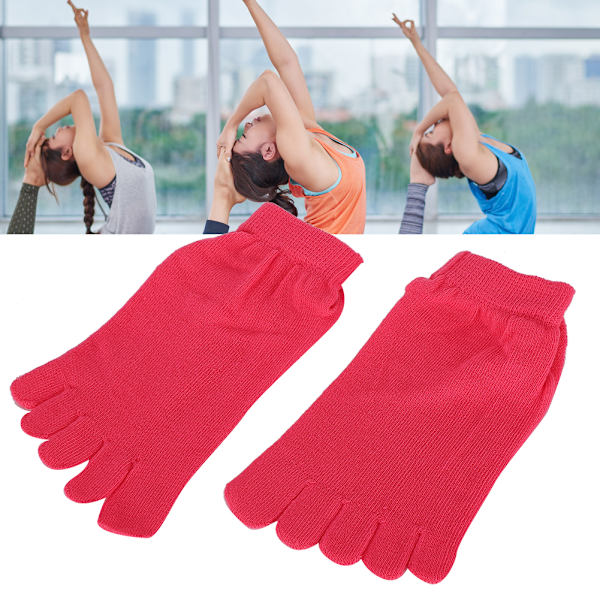 Bløde bomuldsyoga-tåstrømper Skridsikre åndbare Pilates-sokker Daglig fodplejetilbehør (Rose Red)