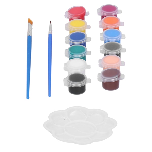12 farver maling pigment tegne pensler malepalette maleri kunstneriske håndværk forsyninger