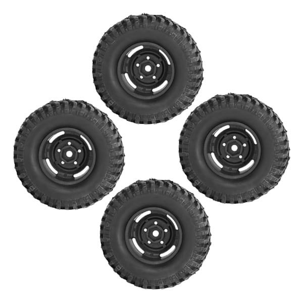 4 st RC-hjul och däck 1,9 tum gummi plast 100 mm diameter universell RC-däckset för utbytesklättring bil svart