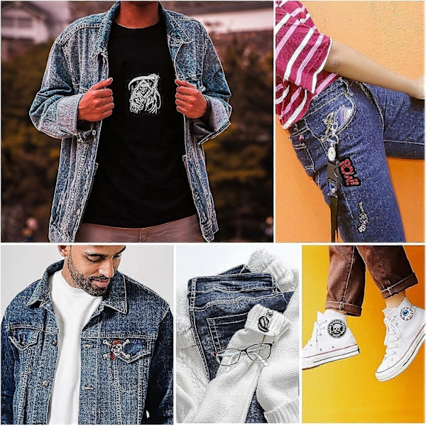 15 Stycken Cool Design Broderi Stryk-på-lappar, Broderi Självhäftande Stryk-på-lappar Sy-på-lapp Dekaler för Kläder, Ryggsäckar, Jackor, Jeans,