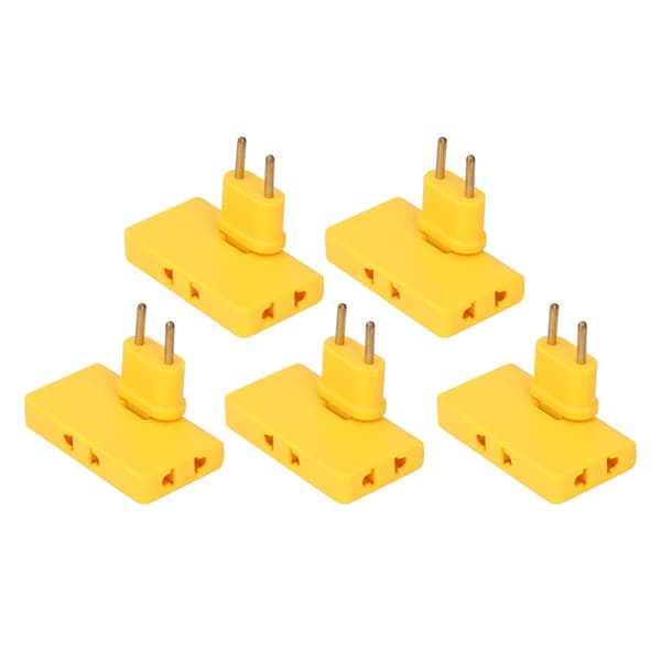 5 stk. EU-stikkontaktomformer trådløs 180 graders forlengelse 1 til 3 EU-pluggadapter 110-250V gul