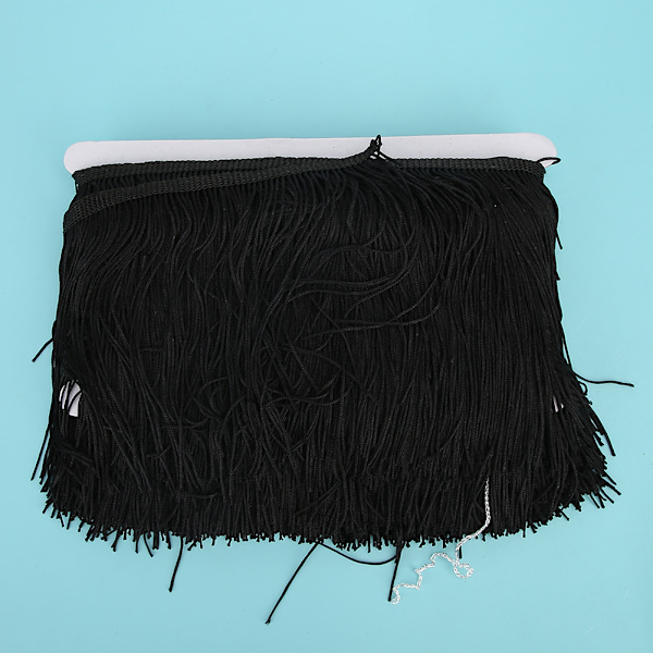 10yd 14cm långa fransar tofs Polyester Spetskant Band Sy Scen DIY Kläder Gardin plagg Tillbehör Svart