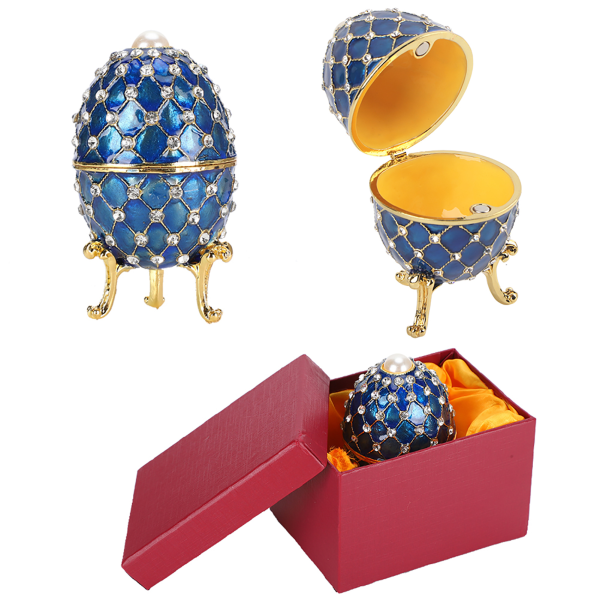 Emaljeret æg Forgyldt Malet Metal Ornamenter Smykker Smykkeæske Gave Hjem Dekorativt Håndværk