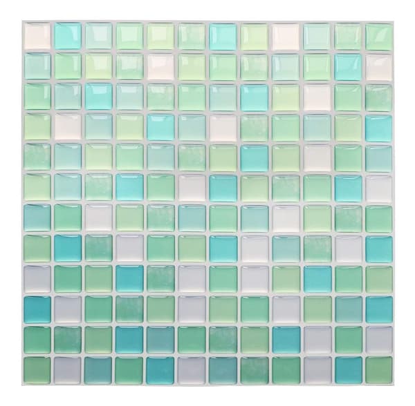 Itsekiinnittyvät laattatarrat Vihreä 24x24 cm Mosaiikkityyli