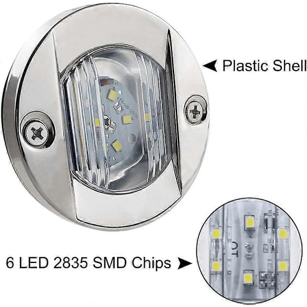 4-pak LED Bådlys 12V Rund Marine Lampe LED Hækmonteringslys til Båddæk (Hvid)