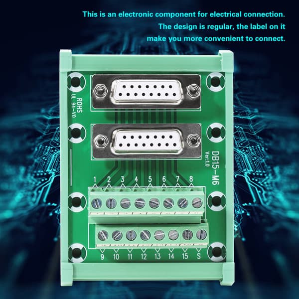 DB15-M6 Dobbelt Hun Hoved DIN Skinne Montering Interface Modul Terminal Block Board Connector