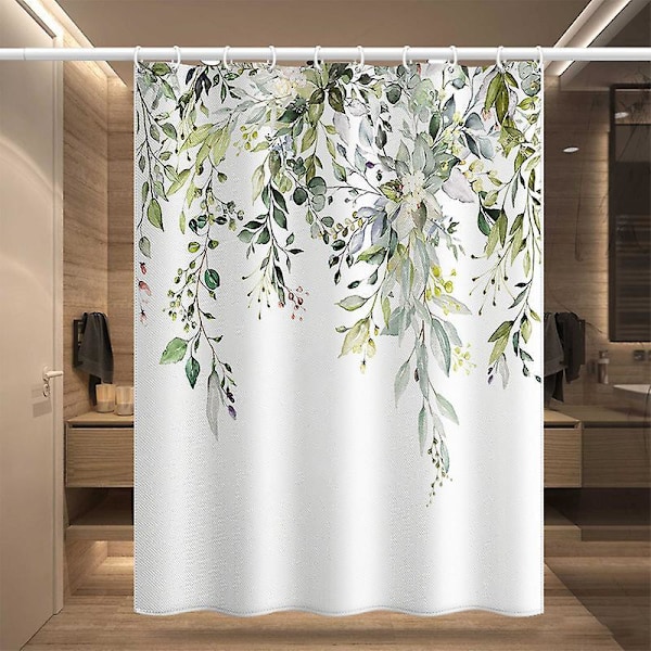 1 stk. blomstret bruseforhæng, vandtæt bruseforhæng i polyesterstof, maskinvaskbart, hurtigtørrende, 180x180 cm til badekar eller badeværelse