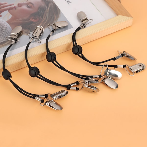 Multifunktionelle justerbare lagenclips Fasteners Suspender Clip på holdere Grippers stropper (sort)