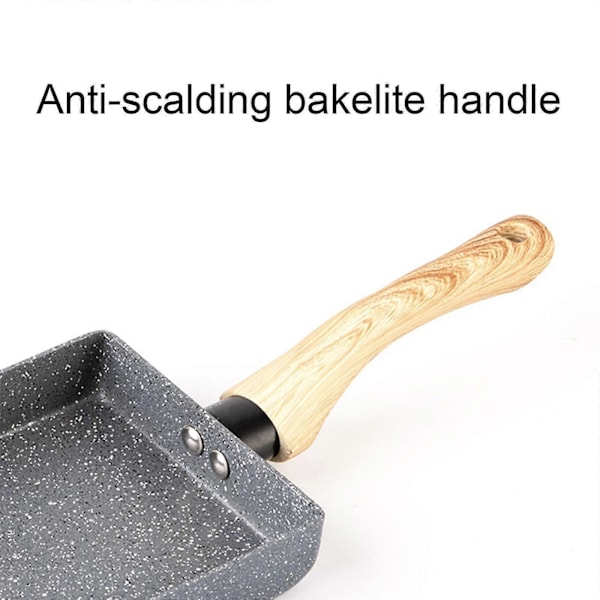 Non-stick Stekpanna + Kastrull Svart Platt Köksredskap Japansk Stil, Långt Handtag, Rökfri, 13x18cm Zekai Grå