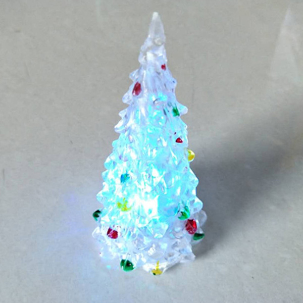 Bordslampa LED Julgran 7 Färgförändrande Ljusa Akryl Julgranar med Ornament Jul Dekoration
