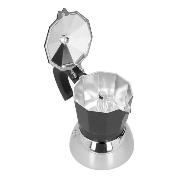 180ML 4 kopper aluminium kaffekande italiensk ottekantet husholdningsbrygning kaffemaskine Moka-kande sort