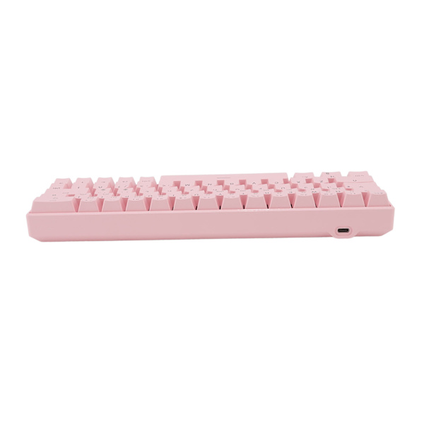 Rosa 64-tangenters mekaniskt tangentbord 5V DC-stöd Trådlöst 2.4G Bluetooth 3.0 5.0 Typ C Trådbundet spelande tangentbord för Windows Röd switch