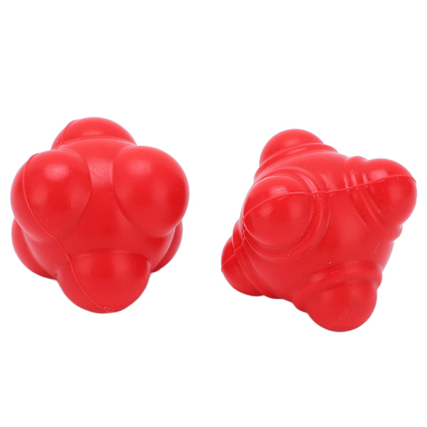 2 stk Gummi Reaction Bounce Balls Uregelmæssig Form Reaction Balls til koordination Agility Speed ​​Training Rød