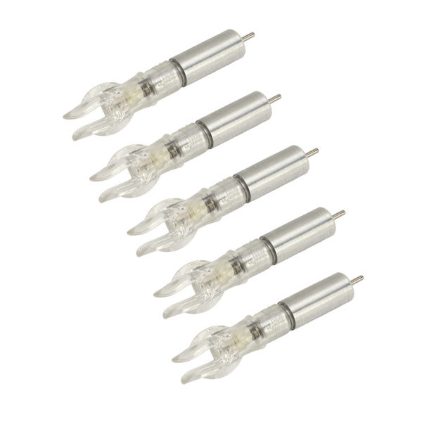 5 st LED-upplysta nockar i plastskal, enkel installation för 6,2 mm 0,24 tum innerdiameter pilbågskytte med batteri, färgglada