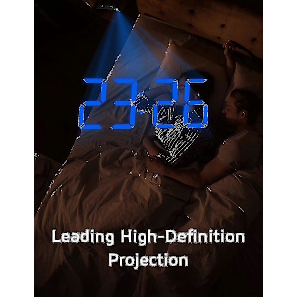 Projektionsvækkeur, digitalt ur med 180° roterbar projektor, 3-niveau lysstyrkedæmper -SX BlueDigitblueProjection