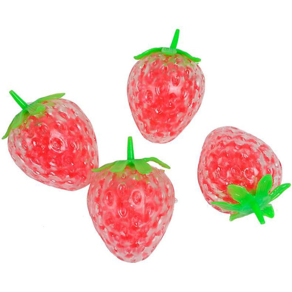 Sett med 5 Strawberry Stress Balls fylt med perler - Rød