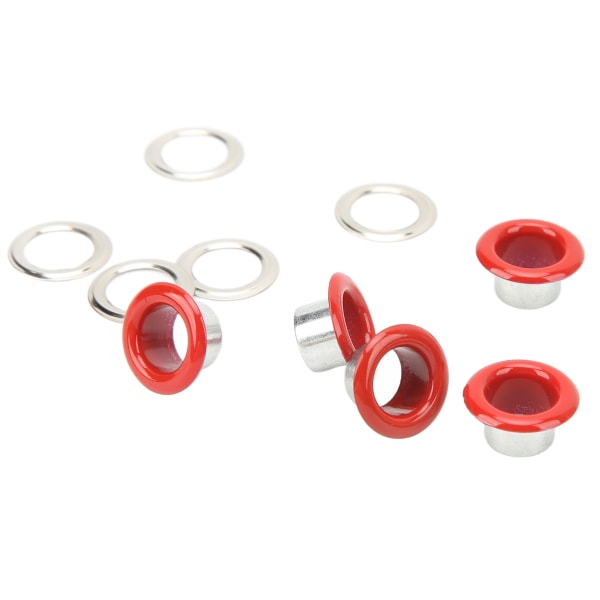 500 sett Grommet Kit 8mm Rund Kobber Enkel installasjon Levende farge Øyesett for reparasjon Dekorasjon DIY Red