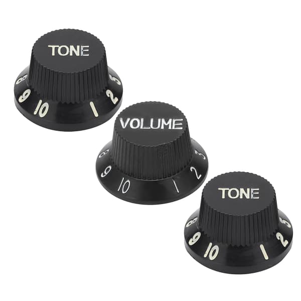 3st Gitarrkontrollknapp 1 Volym 2 Ton Passar Topp ABS Set Kit Instrument Tillbehör Ersättning Svart