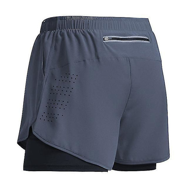 Sport Shorts Män Sportswear - Dubbeldäck Tränings Shorts - Sommar 2 I 1 Strand Homme Kläder - Jogging Gym Löpning Shorts Z (2023) S Grå