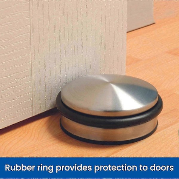 Kraftig dørstopper med gummibeskyttelsesring, satin nikkel dørstopper, 10 cm